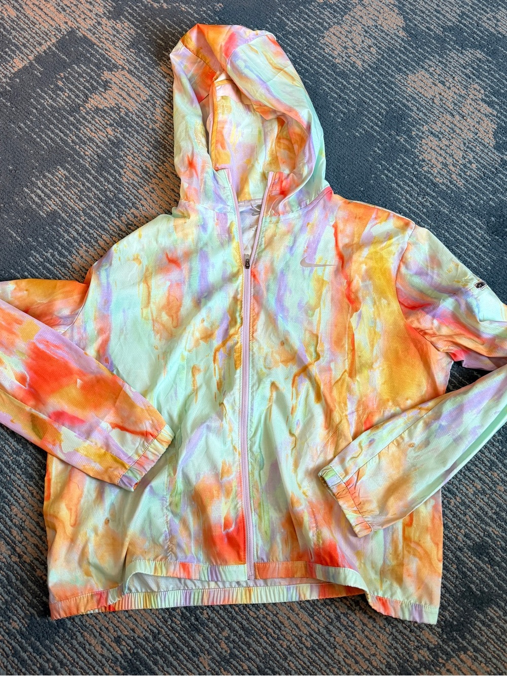 Nike Pastel Tie-Dye Hooded Windbreaker - Orange, Mint & Purple